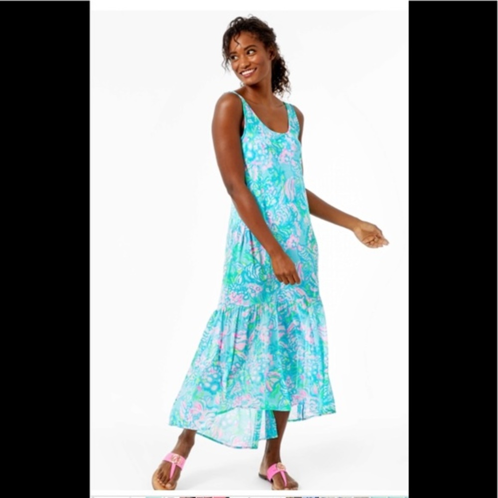 Lilly Pulitzer cover up maxi dress- shear fabric